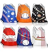 Grneric 18 Pcs Small Basketball Football Baseball Drawstring Bags Bulk Candy Bags Party Goodie Fa...