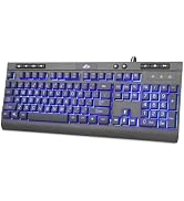 Rii RK900Pro Large Print Backlit Keyboard,Wired USB Full Size Computer Keyboard with Blue Backlig...