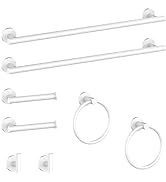 Cilee 8 Piece White Bathroom Hardware Set, 24inch Bathroom Towel bar+Towel Ring+Toilet Paper Hold...