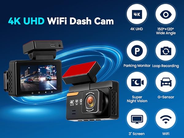 4K UHD WiFi Dash Cam 