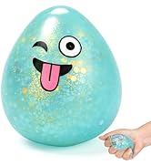 Squishy Toy Glitter Easter Egg, Stress Balls Toys Soft TPR with Gold Neon Flakes for Stress Relie...