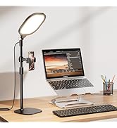 Desk Ring Light with Stand and Phone Holder, 3000K-6500K Adjustable Computer Ringlight, Video Con...