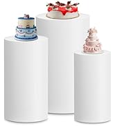 MEKOTRIN Cylinder Pedestal Covers, Set of 3 Spandex Display Cylinder Covers, Only Elastic Cloth P...