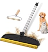 2 in 1 TPU and Copper Rake Teeth Carpet Rake for Pet Hair Removal, 60inch Adjustable Long Handle ...