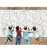 Wiooffen 82''x 47'' Thanksgiving Giant Coloring Tablecloth Posters Activity for Kids, Autumn Huge...