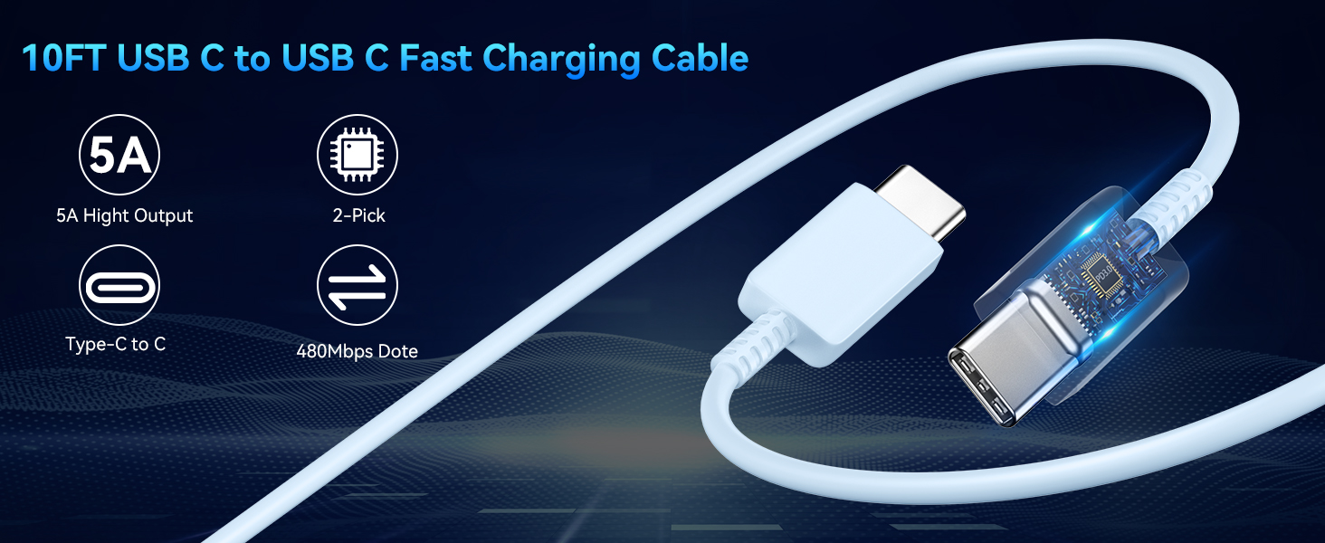 10ft fast usb c charger cord
