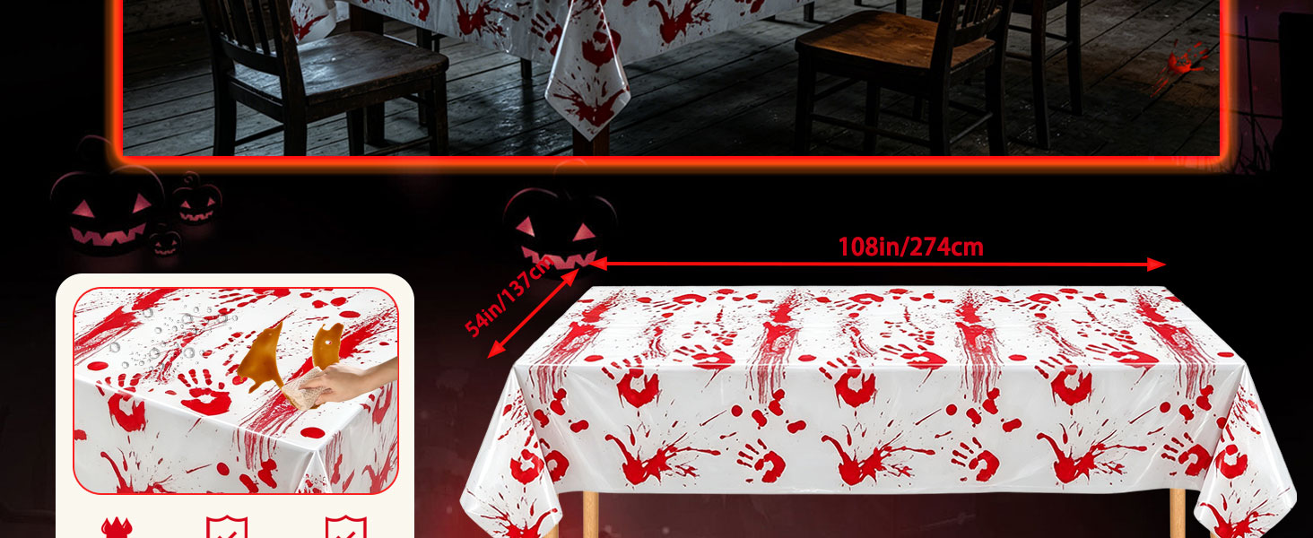Grabo Bloody Zombie Rectangular Tablecloth,Halloween Party Supplies Decoration