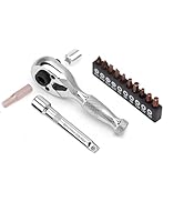 WRANIX 1/4" Stubby Ratchet Wrench &amp; Bit Set, 90T Dual Head Mini Ratchet, Reversible Ratchet with ...