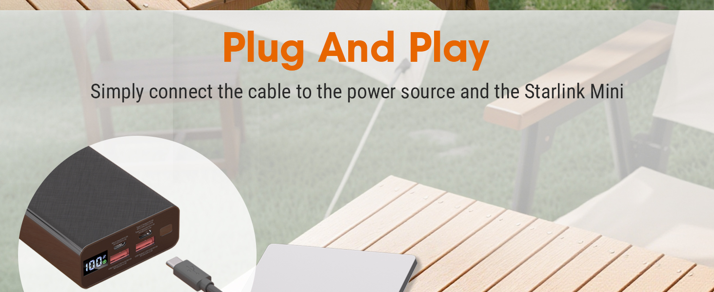 Plug And Play Simply connect the cable to the power source and the Starlink Mini