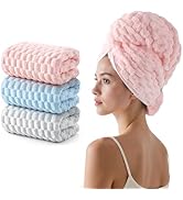 REDKISS 3 Pack Microfiber Hair Towels - Extra Large Hair Towel Wrap for Women, 24x42 inch Hair To...