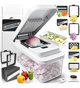 14-In-1 Chopper Vegetable Cutter with 7 Blades, Vegetable Chopper with Container and Lid, Mandoli...