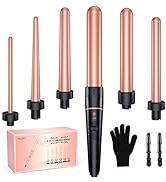 Long Barrel Curling Iron Wand Set, BESTOPE PRO 6 in 1 Curling Wand Set with Ceramic Barrel for Lo...