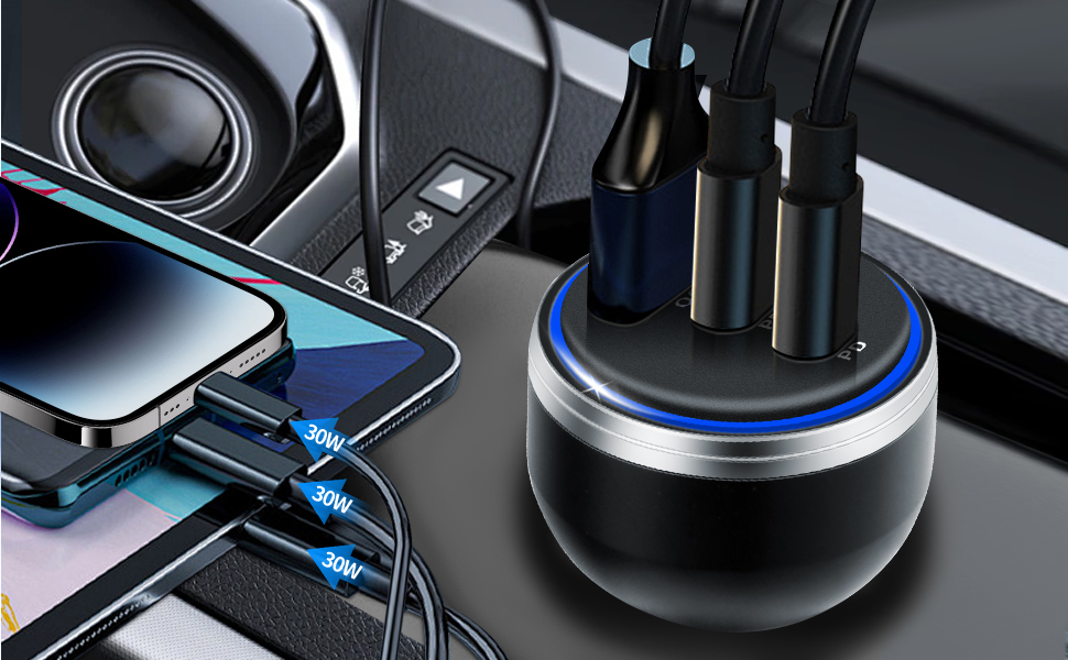 3-Port Car Fast Charger