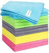 Forggon Microfiber Cleaning Cloth, Pack of 15, Lint Free, Absorbent, Streak Free, Non-Abrasive, R...