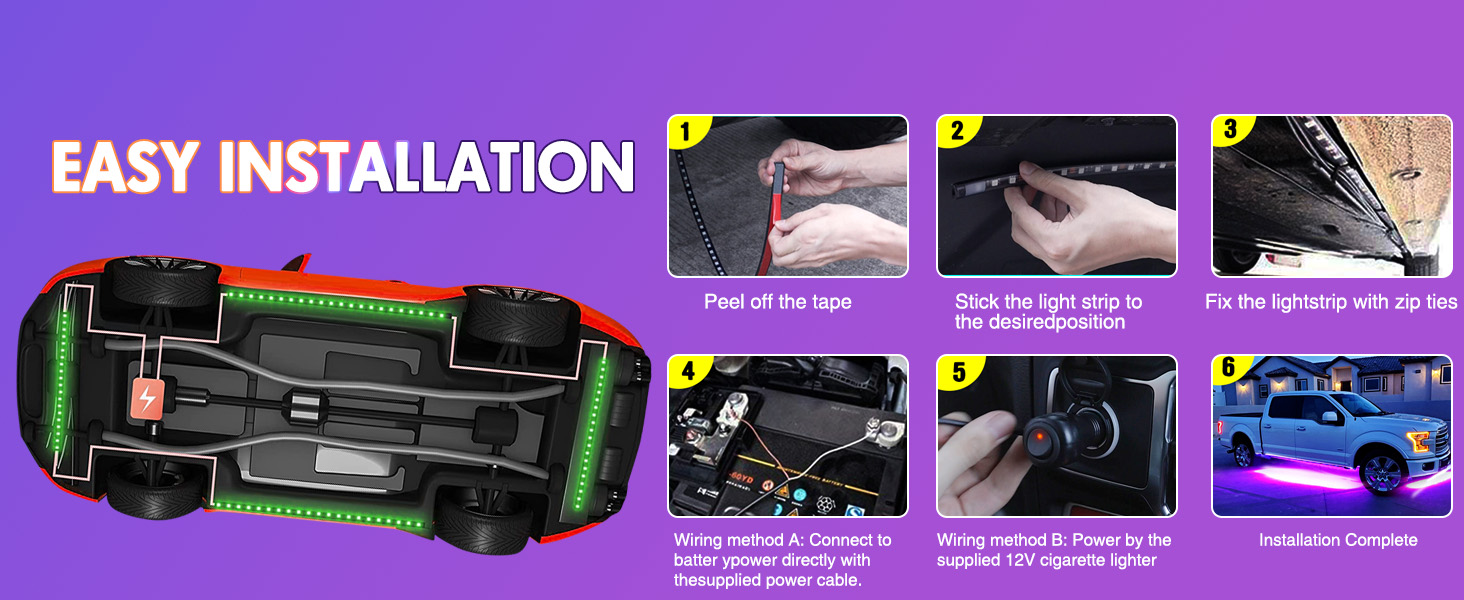 Nilight Car Underglow Neon Accent Strip Lights