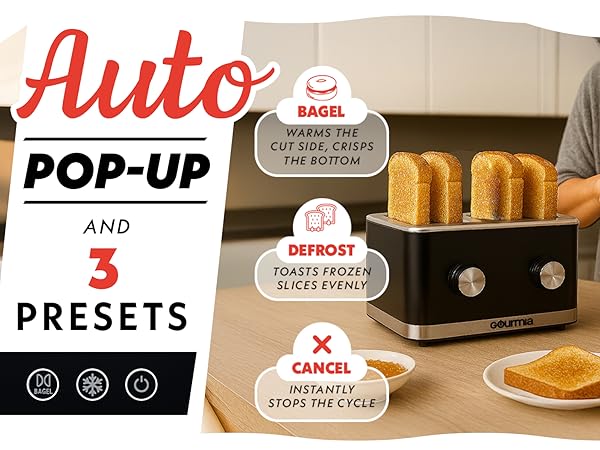 Auto Pop-up Easy Toast Cook Bagels and Specialty Breads 
