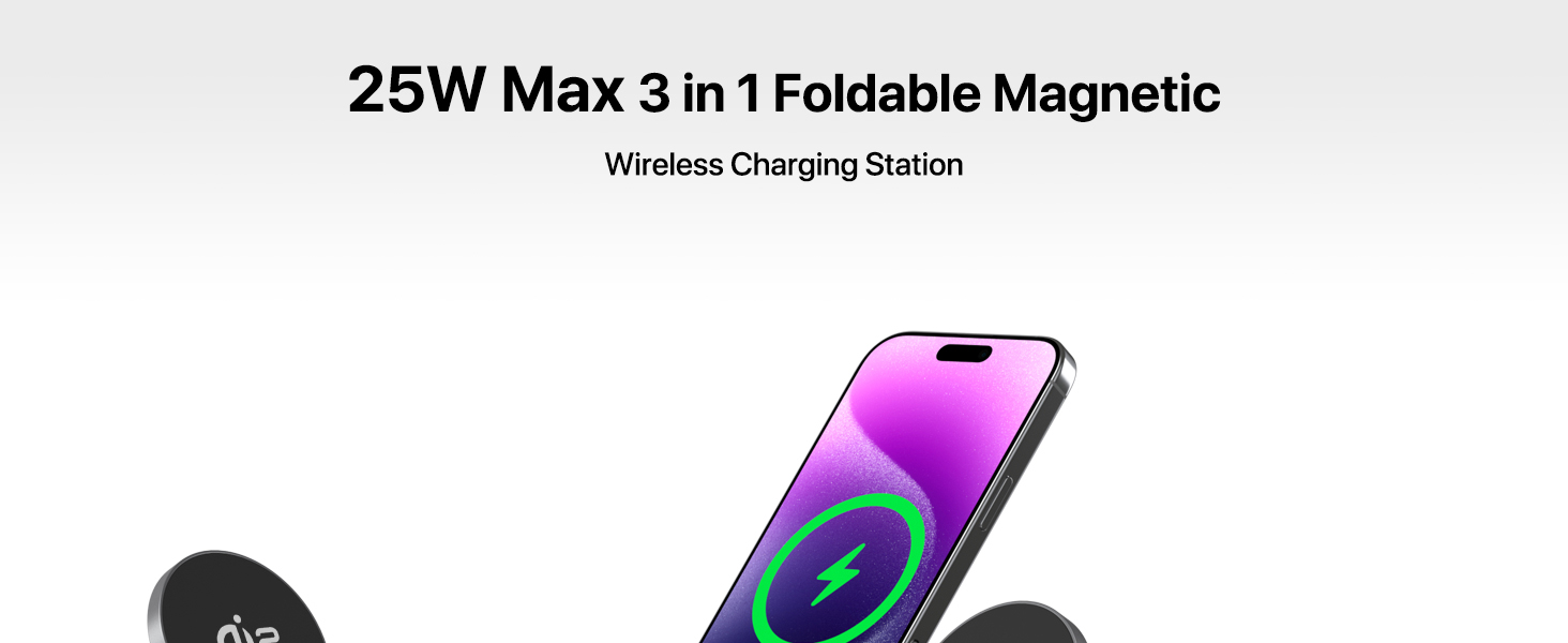 Foldable 25W 3 in 1 Magnetic Wireless Charging Station