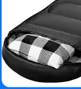 MEREZA Flannel Sleeping Bag for Adults Mens with Pillow,Sleeping Bag for Camping Large Big and Ta...