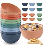 HOTEC 12pcs Unbreakable Wheat Straw Cereal Bowls - Microwave &amp; Dishwasher Safe Soup and Salad Bow...