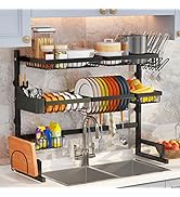 ADBIU Over Sink (31inch=Sink Size=39.5inch) Dish Drying Rack (Expandable Height/Length) Snap-On D...