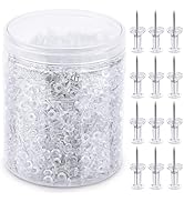 1000 Count Push Pins Tacks, Thumb Tacks with Clear Plastic Head and Steel Point for Wall, Clear P...