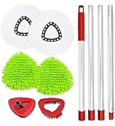 Spin Mop Replacement Head Base Scrub Brush Handle, 4-Section 30-to-58 inch Mop Replacement Stick ...