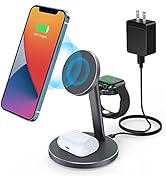 3-in-1 Magnetic Wireless Charger Stand, 18W Aluminum Alloy MagSafe Charging Station for iPhone 14...