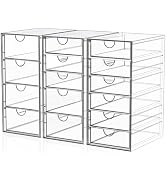 Acrylic 3 Pack Desk Organizers and Accessories, Makeup Organizer Storage With 15 Drawers, Desk Or...