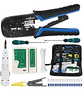 RJ45 Crimp Tool Kit for Cat5 Cat5e Cat6, Ethernet Crimper Toolkit with a RJ45 Crimping Tool, RJ45...