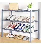 Smiry Shoe Rack, 3 Tier Bamboo Shoe Organizer, Stackable Free Standing Wooden Shoe Storage Shelf ...