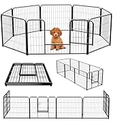 NEWBULIG Dog Playpen 8 Panels 24" Height Foldable Heavy Duty Metal Dog Exercise Playpen Puppy Fen...