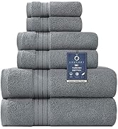 COZYART Grey Bath Towel Set 6pcs, Turkish Cotton Bathroom Towel Sets Soft Absorbent and Durable 6...