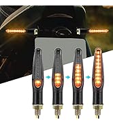 KEMIMOTO 4PCS Motorcycle Turn Signal Light, 12V LED Turn Indicator Flowing Lights With E24 Mark