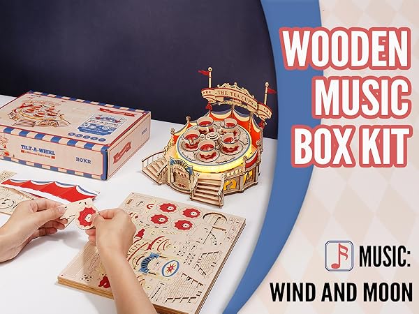 rokr wooden music box kit wooden puzzles for adults 3d puzzles wood models to build for adults 