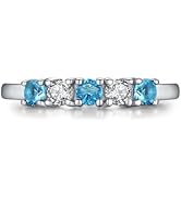 AILAAILA 5 Stone Birthstone Rings for Kids Teens Girls Women Size 2-9 Stainless Steel Birthday Mo...