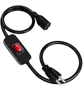 Heavy Duty Indoor/Outdoor Extension Cord Use, 6.56 FT Black Extension Cord with LED Light Switch ...