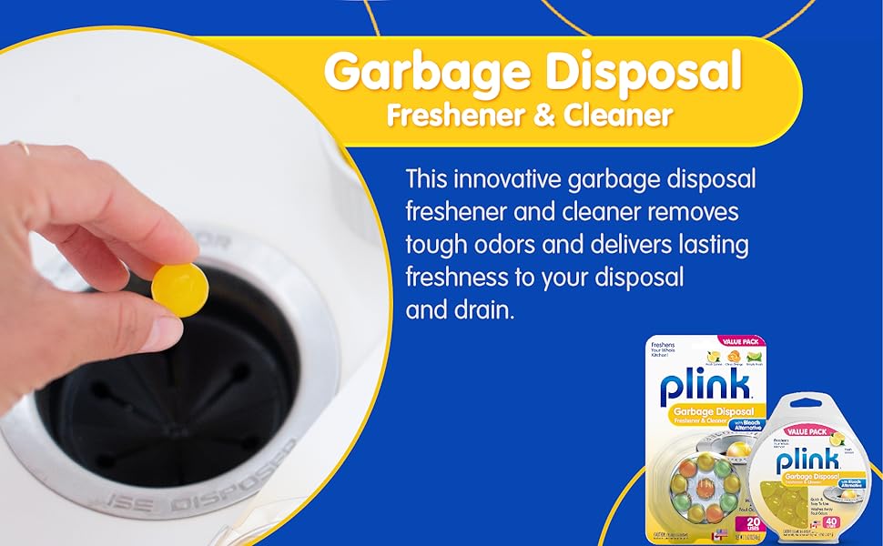 Plink Garbage Disposal Freshener &amp; Cleaner removes tough odors &amp; delivers lasting freshness