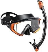 Adult Pano 3 Window Scuba Diving Mask, Tempered Glass Snorkel Mask Anti-Fog Swim Mask No Leakage ...