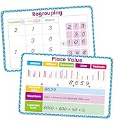 10 Packs Place Value Dry Erase Boards, Double Sided Math Manipulatives Whiteboards for Teaching B...