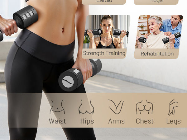 EAST MOUNT Adjustable Dumbbells 5 lb Dumbbells Set of 2 / Free Weights Women Hand Weights