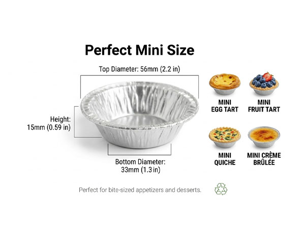 2.2 inch mini tart pan dimensions, 56mm aluminum baking molds for desserts.