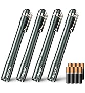 RECHOO LED Pen Light 4 Pack, Lightweight, Small Bright Pen Flashlight with Clip, Waterproof Porta...