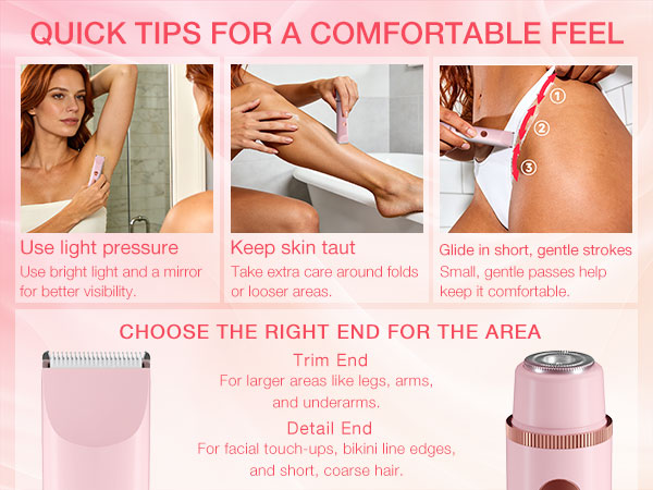 Bikini Trimmer for Women Dual Heads,Gentle Electric Razor Bikini Line,Underarms,Legs,Facial USB-C