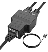 Hdiwousp Ethernet Splitter 1 to 2 Port, 100Mbps RJ45 Internet Adapter [2 Devices simultaneously n...