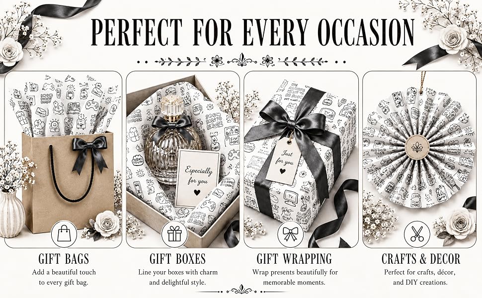 white tissue paper for gift bags