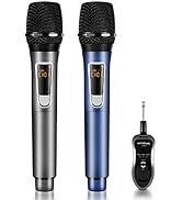 KITHOUSE Wireless Microphone-2.4GHz Metal Dual Handheld-Cordless Dynamic-Mic System-with Recharge...