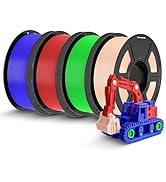 TECBEARS PLA 3D Printer Filament, Beige+Green+Red+Blue