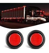 Nilight 2.5Inch Round Marker Light 2PCS Red 13LED Marker Clearance Light Flush Mount With Plug Gr...