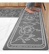 ROTTOGOON Kitchen Floor Mat Set of 2, Cushioned Anti Fatigue Mat 17"x47"+17"x29", Non-Slip Waterp...