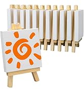 FIXSMITH 3x3 Inch Mini Stretched Canvas Easel Set- Bulk Pack of 12,Small Stretched White Blank Ca...